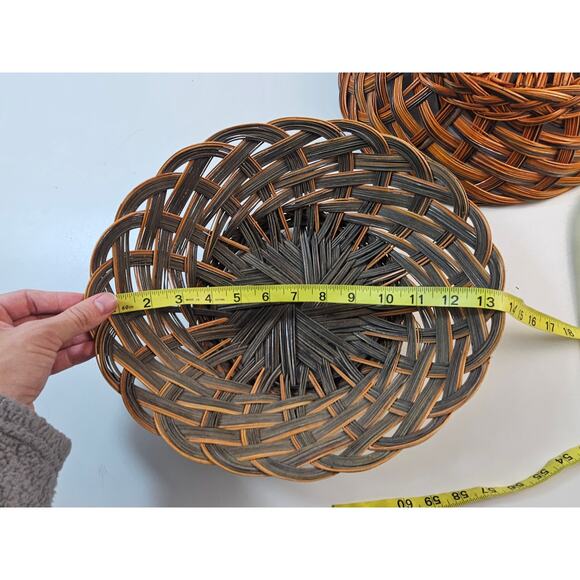 Lot of 2 vintage wicker baskets organization storage modern oval small / medium# - Picture 7 of 7